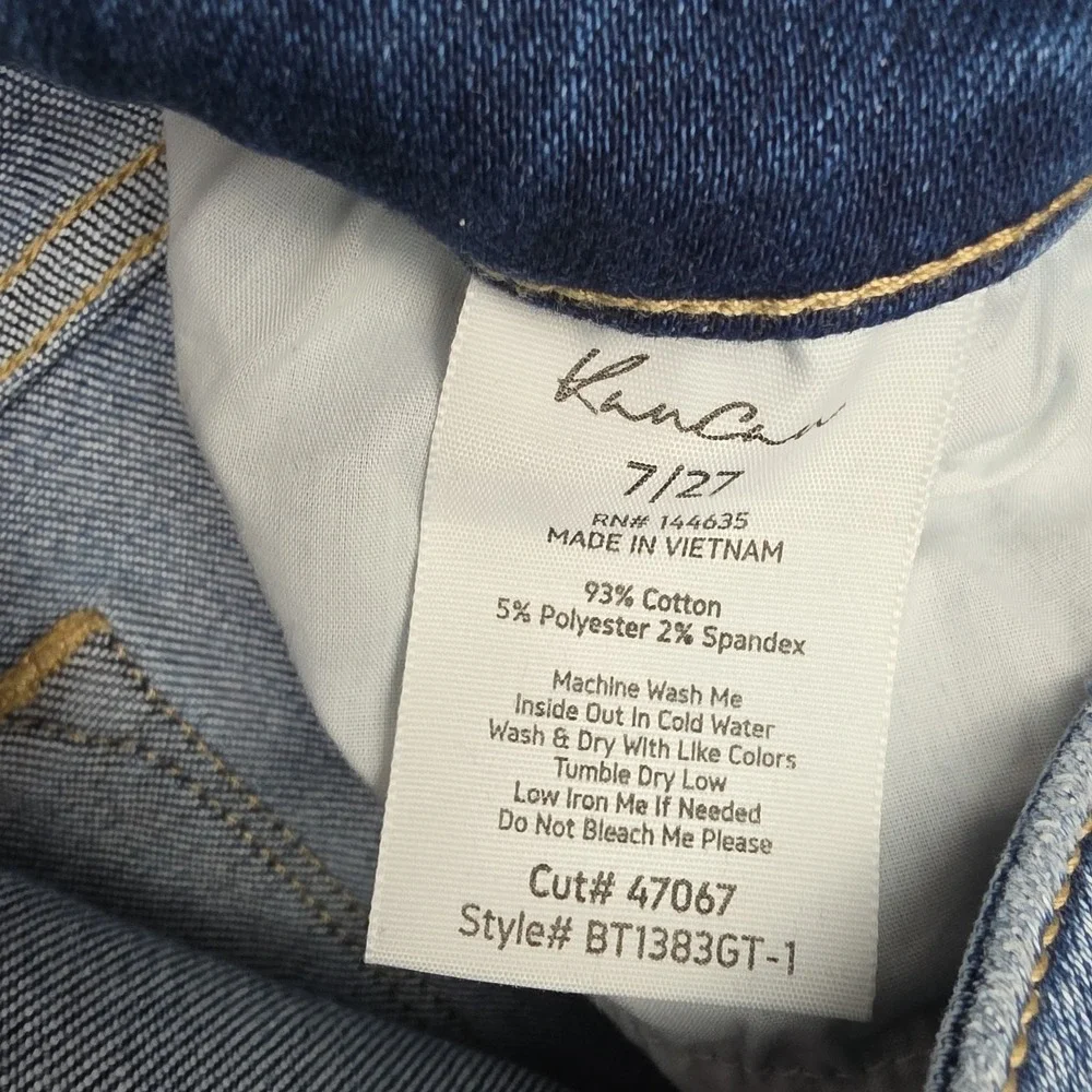 KanCan Flare Leg Jeans Women's 7/27 Blue‎ Distressed Cut #47067